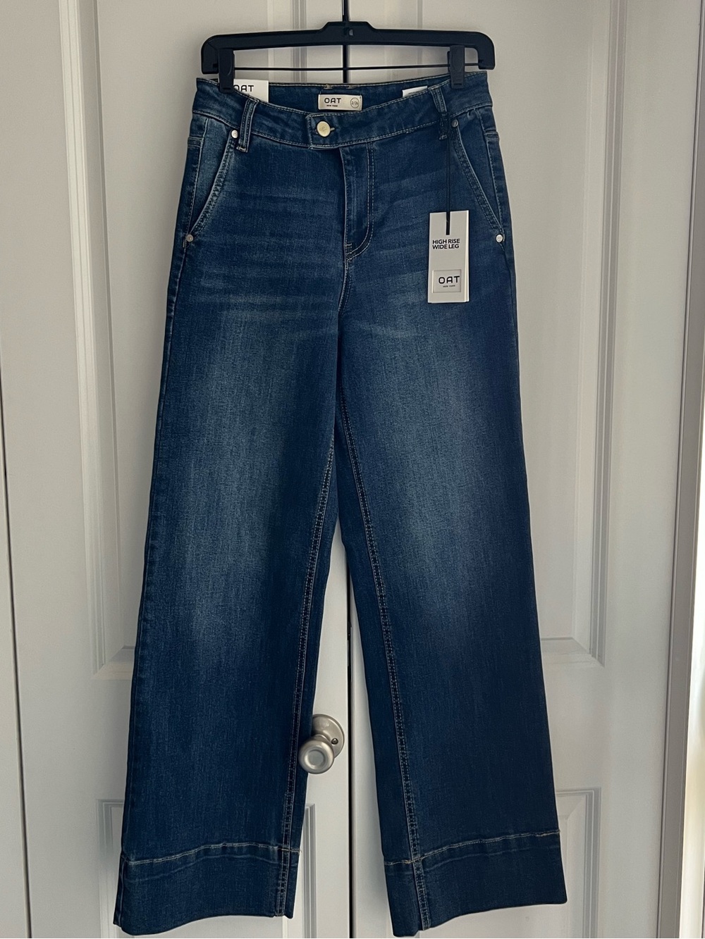 Oat Wide Leg Dark Blue Denim Jeans for Women